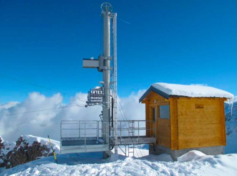 La gare de départ du Catex Croix des Verdons à Courchevel