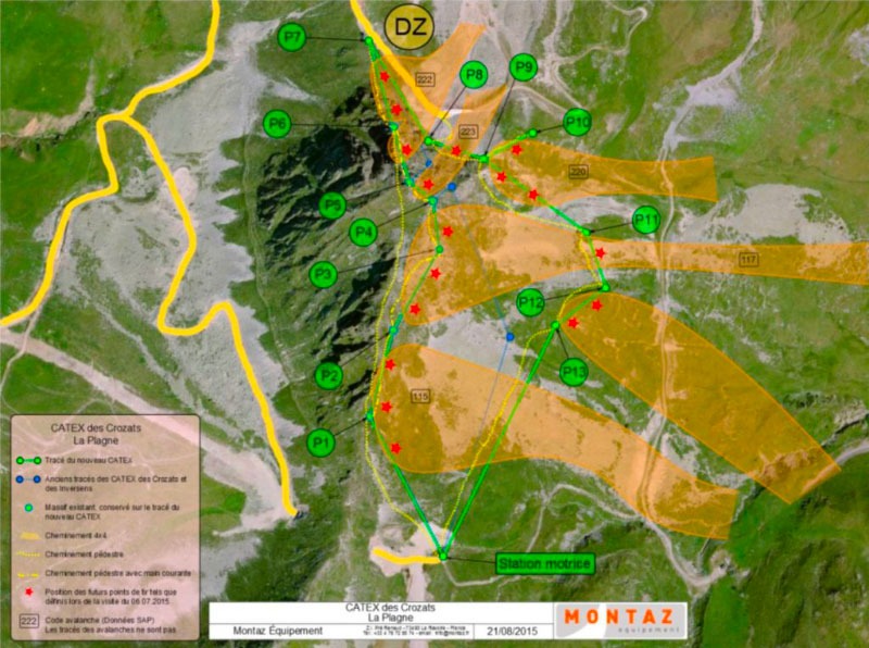 Schéma du tracé du Catex des Crozats à la Plagne